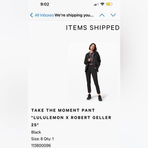 TAKE THE MOMENT PANT *LULULEMON X ROBERT GELLER
Black
Size: 8 Qty: 1
113800096